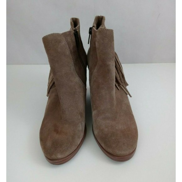 Vince Camuto Tan Suede Tassled Side Zip Wedge Ankle Booties Size 9 M - Picture 2 of 10